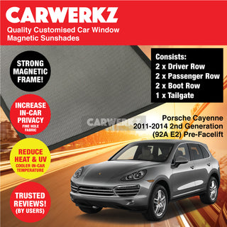 Customised Window Magnetic Sunshades for Porsche Cayenne 2011-2014 2nd Generation (92A E2) Germany SUV