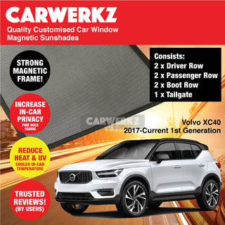 Customised Window Magnetic Sunshades for Volvo XC40 EX40 2017-Current 1st Generation Sweden Electric SUV