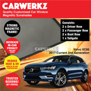 Customised Window Magnetic Sunshades for Volvo XC60 2017-Current 2nd Generation Sweden SUV - CarWerkz.com