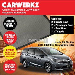 Customised Window Magnetic Sunshades for Honda Fit Shuttle 2015-2022 2nd Generation (GK) Japan Stationwagon