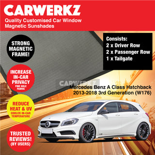 Customised Window Magnetic Sunshades for Mercedes Benz A Class 2013-2018 3rd Generation (W176) Germany Hatchback