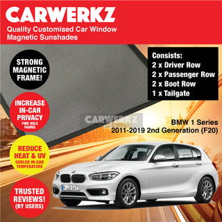 Customised Window Magnetic Sunshades BMW 1 Series 2011-2019 2nd Generation (F20) Luxury German Hatchback