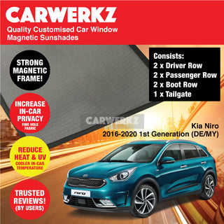 Customised Window Magnetic Sunshades for Kia Niro 2016-2020 1st Generation (DE/ MY) Korea Hybrid Hatchback