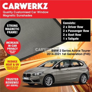 Customised Window Magnetic Sunshades BMW 2 Series Active Tourer 2014-2021 1st Generation (F45) Luxury Germany Subcompact MPV