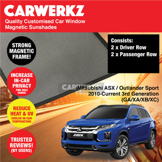 Customised Window Magnetic Sunshades for Mitsubishi ASX RVR Outlander Sport 2010-Current 3rd Generation (GA/ XA/ XB/ XC) Japan SUV - CarWerkz.com