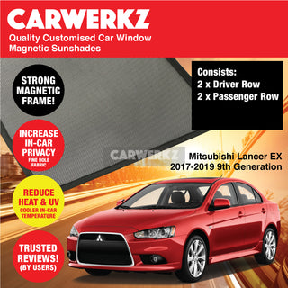 Customised Window Magnetic Sunshades for Mitsubishi Lancer Ex 2007-2019 9th Generation Japan Sedan - CarWerkz.com