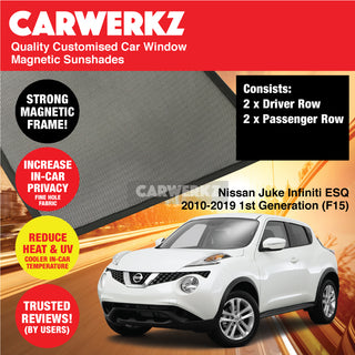 Customised Window Magnetic Sunshades for Nissan Juke Infiniti ESQ 2010-2019 1st Generation (F15) Japan SUV - CarWerkz.com