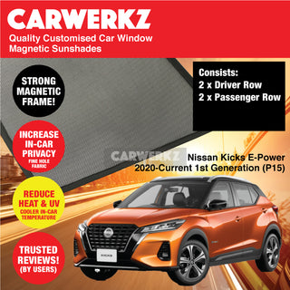 Customised Window Magnetic Sunshades for Nissan Kicks e-Power 2020-Current 1st Generation (P15) Japan SUV