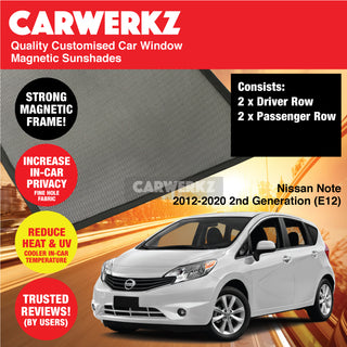 Customised Window Magnetic Sunshades for Nissan Note 2012-2020 2nd Generation (E12) Japan Hatchback