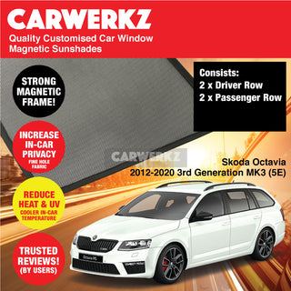 Customised Window Magnetic Sunshades for Skoda Octavia 2012-2020 MK3 3rd Generation (5E) Czech Republic Sedan - CarWerkz.com