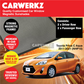 Customised Window Magnetic Sunshades for Toyota Prius C Aqua 2011-2021 1st Generation (NHP10) Japan Hybrid Hatchback