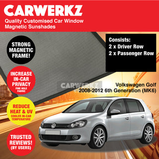 Customised Window Magnetic Sunshades for Volkswagen Golf 2008-2012 6th Generation (MK6) Germany Hatchback - CarWerkz.com