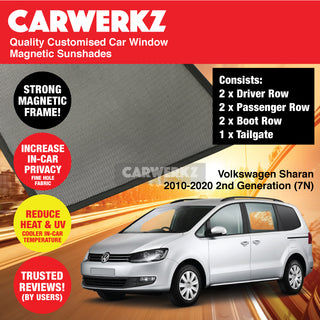 Customised Window Magnetic Sunshades for Volkswagen Sharan 2010-2020 2nd Generation (7N) Germany MPV