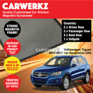 Customised Window Magnetic Sunshades for Volkswagen Tiguan 2011-2017 1st Generation (5N Facelift) Germany SUV - CarWerkz.com