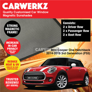 Customised Window Magnetic Sunshades for Mini Cooper One 2014-2019 3rd Generation (F55) United Kingdom Hatchback - CarWerkz.com