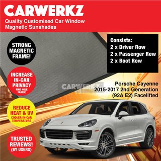 Customised Window Magnetic Sunshades for Porsche Cayenne 2015-2017 2nd Generation (92A E2 Facelift) Germany SUV