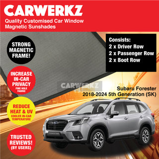 Customised Window Magnetic Sunshades for Subaru Forester 2018-2024 5th Generation (SK) Japan SUV