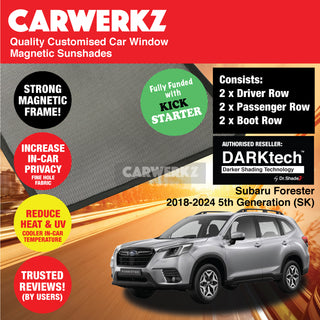 Dr Shadez DARKtech Subaru Forester 2018-2024 5th Generation (SK) Japan SUV Customised Window Magnetic Sunshades