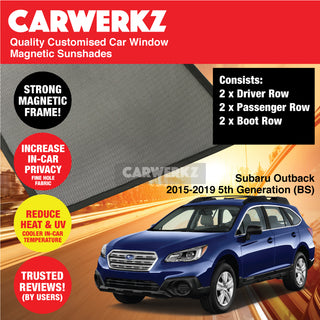 Customised Window Magnetic Sunshades for Subaru Outback 2015-2019 5th Generation (BS) Japan SUV - CarWerkz.com