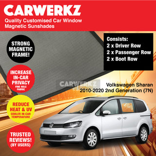 Customised Window Magnetic Sunshades for Volkswagen Sharan 2010-2020 2nd Generation (7N) Germany MPV