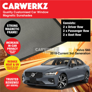 Customised Window Magnetic Sunshades for Volvo S60 2018-Current 3rd Generation Sweden Sedan