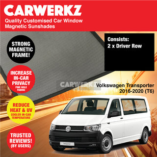 Customised Window Magnetic Sunshades for Volkswagen Transporter 2016-2020 (T6) Germany Commercial Van