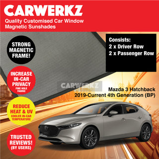 Customised Window Magnetic Sunshades for Mazda 3 Axela 2019-Current 4th Generation (BP) Japan Hatchback