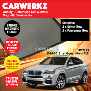 Customised Window Magnetic Sunshades for BMW X4 2014-2018 1st Generation (F26) Germany SUV Coupe