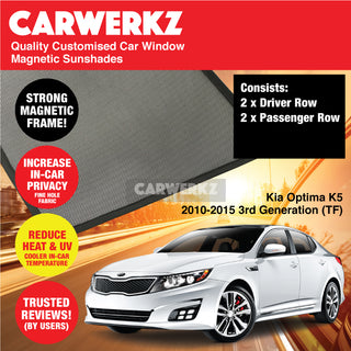 Customised Window Magnetic Sunshades for Kia Optima K5 2010-2015 3rd Generation (TF) Korea Sedan - CarWerkz.com