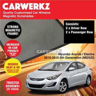 Customised Window Magnetic Sunshades for Hyundai Avante Elantra 2010-2015 5th Generation (MD UD) Korea Sedan - CarWerkz.com