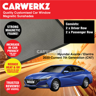 Customised Window Magnetic Sunshades for Hyundai Avante Elantra 2020-Current 7th Generation (CN7) Korea Sedan