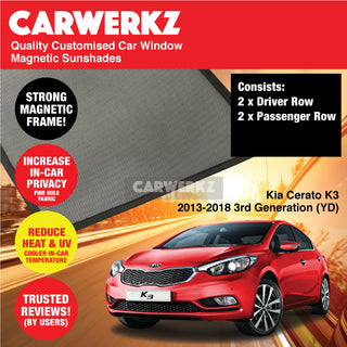 Customised Window Magnetic Sunshades for Kia Cerato K3 2013-2018 2nd Generation (YD) Korea Sedan