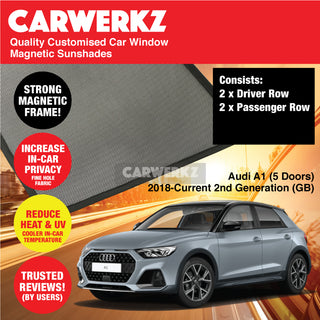 Customised Window Magnetic Sunshades for Audi A1 2018-Current 2nd Generation (GB) Germany 5 Door Hatchback