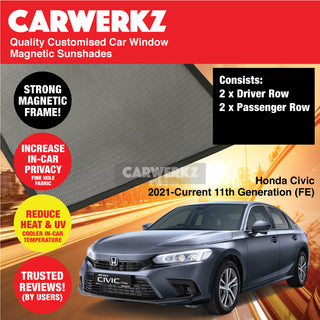 Customised Window Magnetic Sunshades for Honda Civic 2021-Current 11th Generation (FE) Japan Sedan