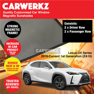 Customised Window Magnetic Sunshades for Lexus UX Series 2019-Current 1st Generation (ZA10) Japan Hybrid SUV