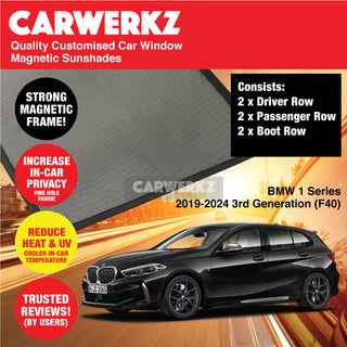 Customised Window Magnetic Sunshades BMW 1 Series 2019-2024 3rd Generation (F40) Luxury German Hatchback