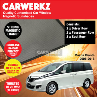 Customised Window Magnetic Sunshades for Mazda Biante 2008-2018 1st Generation (CC) Japan MPV - CarWerkz.com