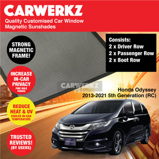 Customised Window Magnetic Sunshades for Honda Odyssey 2013-2021 5th Generation (RC) Japan MPV