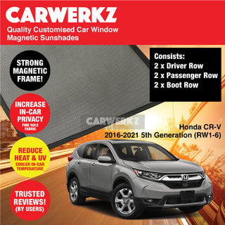 Customised Window Magnetic Sunshades for Honda CRV 2016-2021 5th Generation (RW1-RW6) Japan SUV