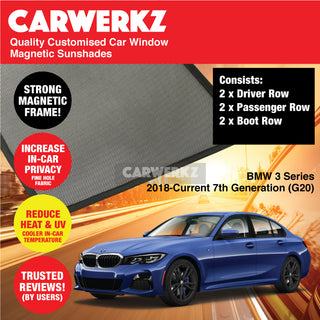 Customised Window Magnetic Sunshades BMW 3 Series 2018-Current 7th Generation (G20)  Luxury Germany Sedan