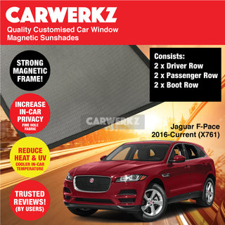 Customised Window Magnetic Sunshades for Jaguar F-Pace 2016-Current 1st Generation (X761) United Kingdom SUV - CarWerkz.com