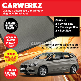 Customised Window Magnetic Sunshades BMW 2 Series Active Tourer 2014-2021 1st Generation (F45) Luxury Germany Subcompact MPV