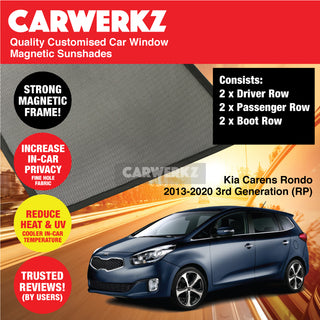 Customised Window Magnetic Sunshades for Kia Carens Rondo 2013-2020 3rd Generation (RP) Korea Hatchback