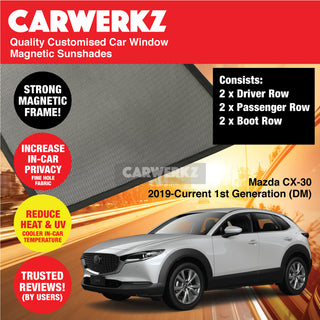 Customised Window Magnetic Sunshades for Mazda CX-30 2019-Current 1st Generation (DM) Japan SUV