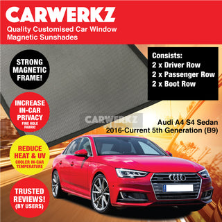 Audi A4 S4 Sedan 2016-Current 5th Generation (B9) Customised Germany Car Window Magnetic Sunshades