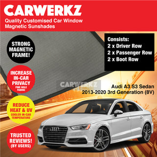 Audi A3 S3 Sedan 2013-2020 3rd Generation (8V) Germany Sedan Car Customised Magnetic Sunshades