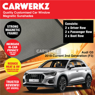 Audi Q3 2019-Current 2nd Generation (F3) Customised German Luxury Compact Crossover SUV Window Magnetic Sunshades