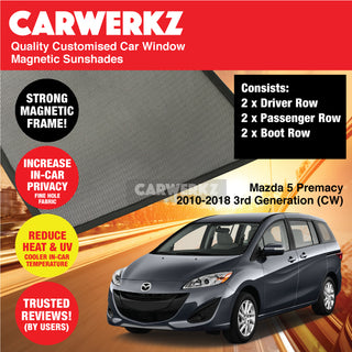 Customised Window Magnetic Sunshades for Mazda 5 Premacy 2010-2018 3rd Generation Japan MPV - CarWerkz.com