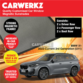 Customised Window Magnetic Sunshades BMW X1 2022-Current 3rd Generation (U11) Luxury Germany Compact SUV