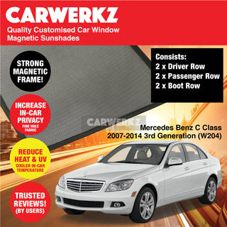 Customised Window Magnetic Sunshades for Mercedes Benz C Class 2007-2014 3rd Generation (W204) Germany Sedan